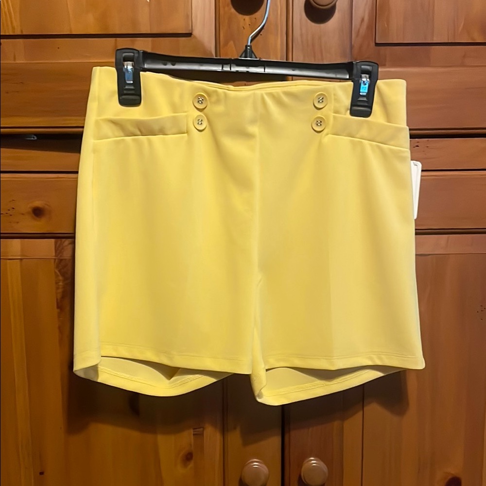 Sunbeam Yellow High Waist Shorts Lightweight Casual